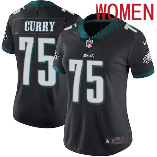 Women Philadelphia Eagles #75 Vinny Curry Nike Black Vapor Limited NFL Jersey->women nfl jersey->Women Jersey
